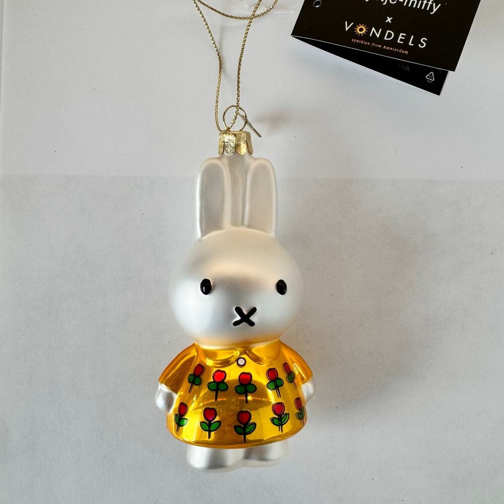 Miffy Ornament nijntje-miffy x Vondels Gold Dress with Red Tulips Christmas NEW